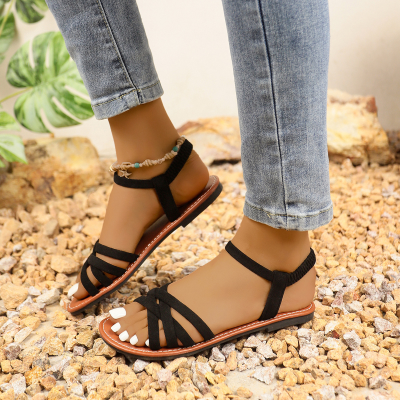 Σανδάλια εξωτερικού εμπορίου plus size γυναικεία καλοκαίρι 2025 νέα ευρωπαϊκά και αμερικανικά σανδάλια παραλίας με στρογγυλό κεφάλι σε απόθεμα χονδρικής