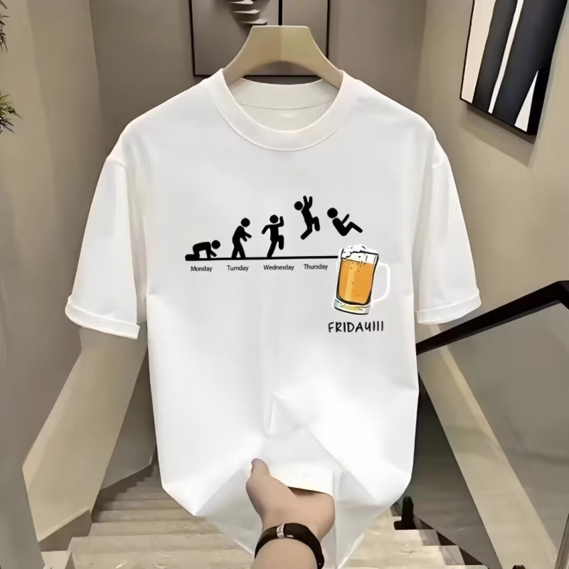 Νέο καλοκαιρινό μπλουζάκι 2024 με φαρδιά μπλούζα και στρογγυλή λαιμόκοψη, μεγάλο μέγεθος, αμερικανικό niche, κοντομάνικο