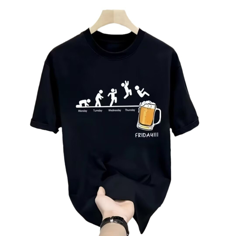 Νέο καλοκαιρινό μπλουζάκι 2024 με φαρδιά μπλούζα και στρογγυλή λαιμόκοψη, μεγάλο μέγεθος, αμερικανικό niche, κοντομάνικο