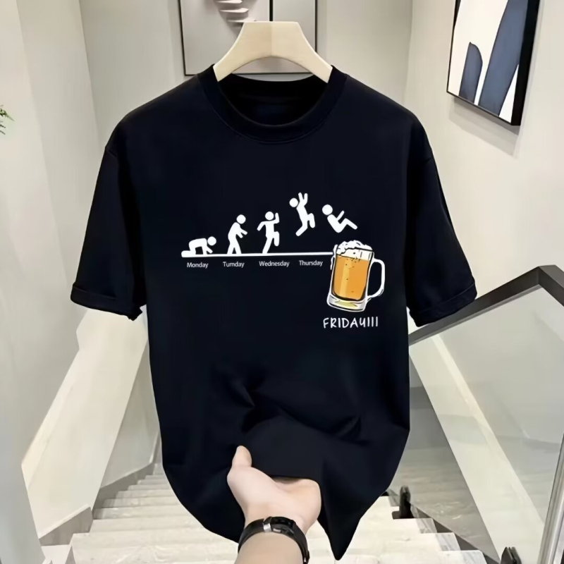 Νέο καλοκαιρινό μπλουζάκι 2024 με φαρδιά μπλούζα και στρογγυλή λαιμόκοψη, μεγάλο μέγεθος, αμερικανικό niche, κοντομάνικο