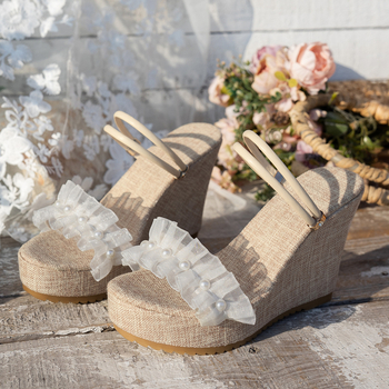 Διασυνοριακό εξωτερικό εμπόριο με χάντρες plus size σανδάλια, καλοκαιρινά, νέα σανδάλια σφήνας, στόμα ψαριού, δύο ενδυμάτων, ψηλοτάκουνα σανδάλια, γυναικεία παπούτσια
