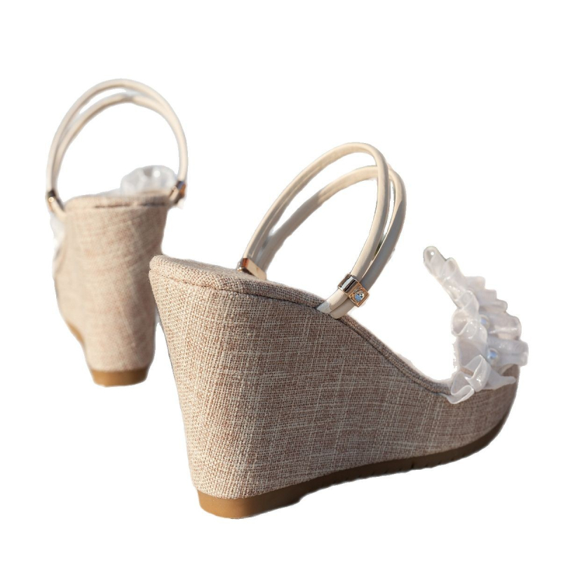 Διασυνοριακό εξωτερικό εμπόριο με χάντρες plus size σανδάλια, καλοκαιρινά, νέα σανδάλια σφήνας, στόμα ψαριού, δύο ενδυμάτων, ψηλοτάκουνα σανδάλια, γυναικεία παπούτσια