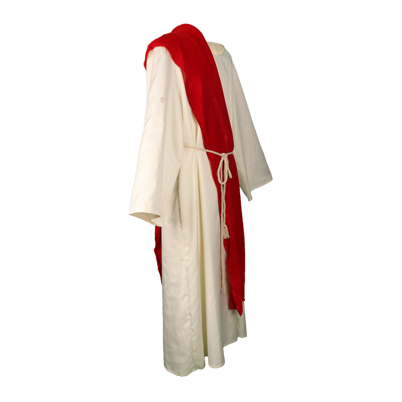 Μεσαιωνική Αρχαία Ρωμαϊκή Έλληνας Βασιλιάς Ιεραπόστολος Ρύζι Λευκή Ρόμπα Κόκκινος Μανδύας Cos Κοστούμι Σκηνικής Παράστασης για Χάλογουιν