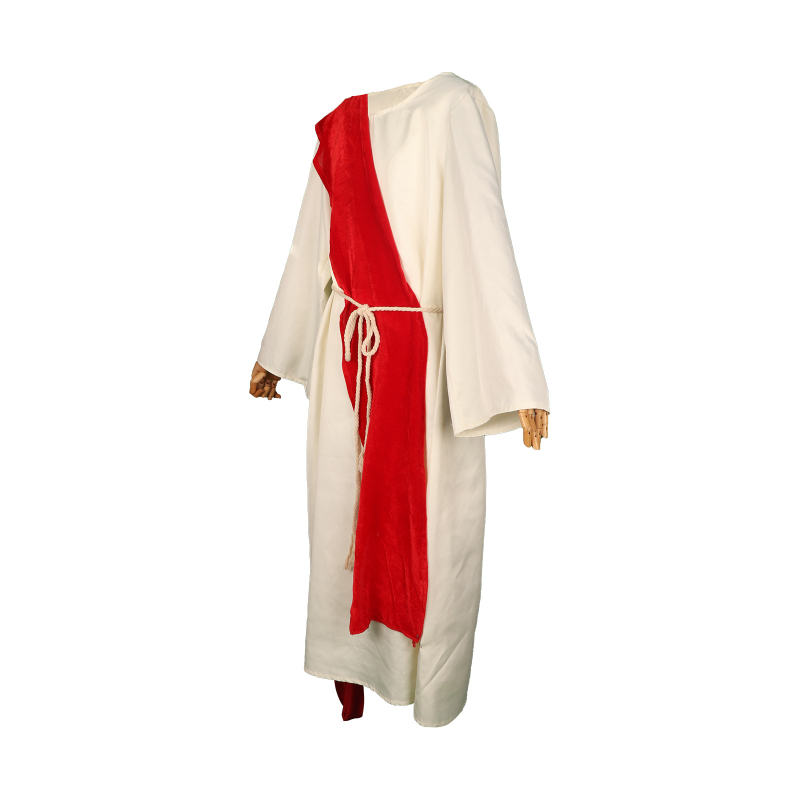 Μεσαιωνική Αρχαία Ρωμαϊκή Έλληνας Βασιλιάς Ιεραπόστολος Ρύζι Λευκή Ρόμπα Κόκκινος Μανδύας Cos Κοστούμι Σκηνικής Παράστασης για Χάλογουιν