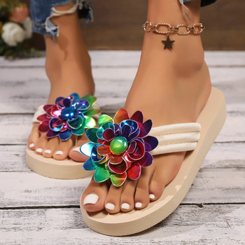 Piiriülese väliskaubanduse sussid, uued pluss-suuruses paksu tallaga Herricomi värvi lilledega, sobivad ideaalselt moes retro sandaalid ja sussid naistele