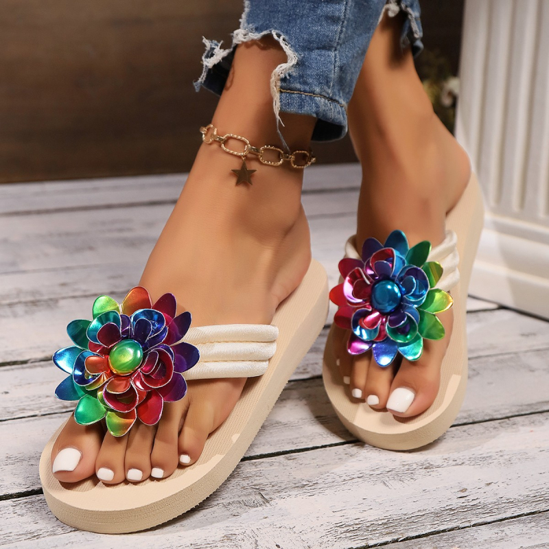 Piiriülese väliskaubanduse sussid, uued pluss-suuruses paksu tallaga Herricomi värvi lilledega, sobivad ideaalselt moes retro sandaalid ja sussid naistele