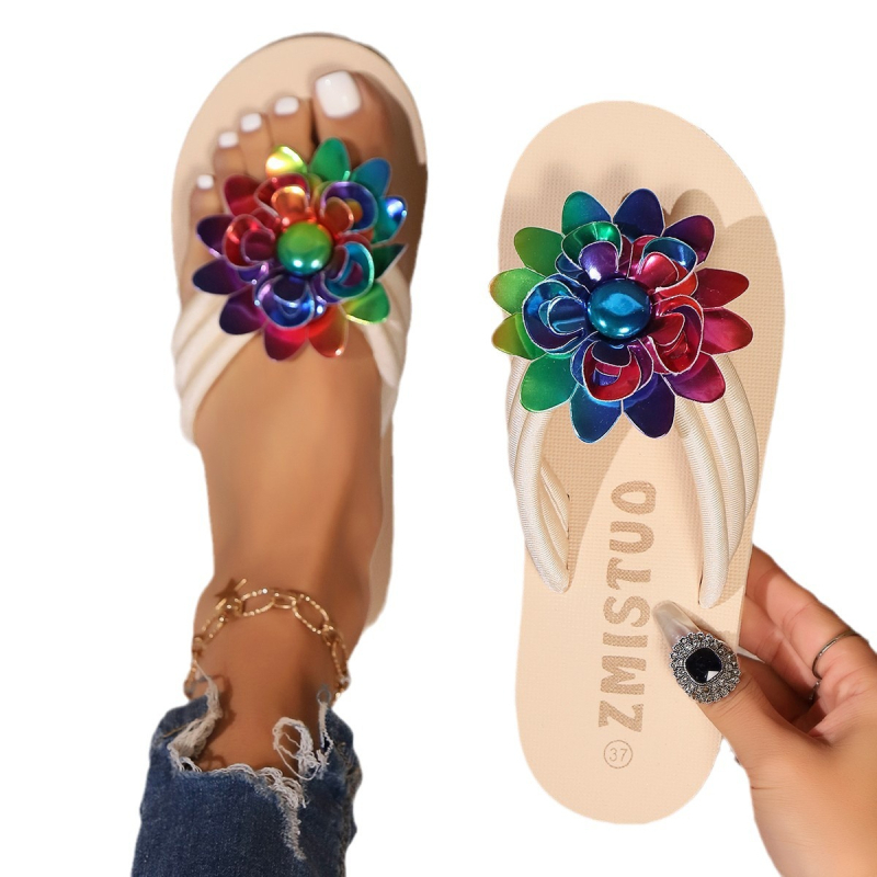 Piiriülese väliskaubanduse sussid, uued pluss-suuruses paksu tallaga Herricomi värvi lilledega, sobivad ideaalselt moes retro sandaalid ja sussid naistele