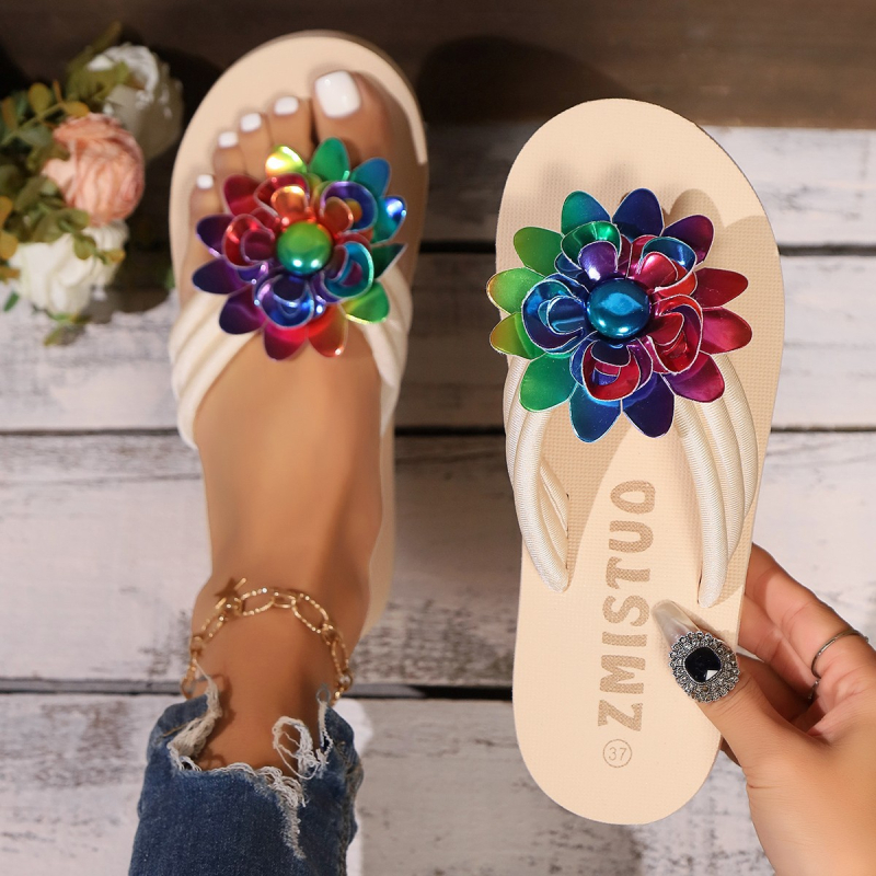 Piiriülese väliskaubanduse sussid, uued pluss-suuruses paksu tallaga Herricomi värvi lilledega, sobivad ideaalselt moes retro sandaalid ja sussid naistele