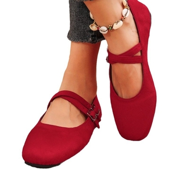 Külkereskedelmi plus size alkalmi cipők női 2024 új őszi és téli szögletes fejű sekély keresztcsatos lapos babcipő