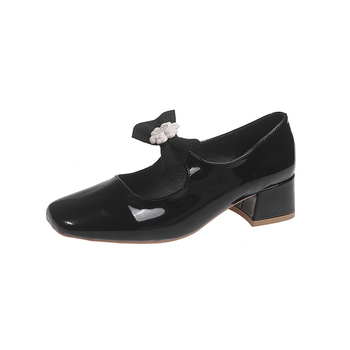 Báránybőr változat ~ apró, illatos, masnis, vastag sarkú Mary Jane cipők, tavaszi/nyári 2025, új, francia sarkú női cipők