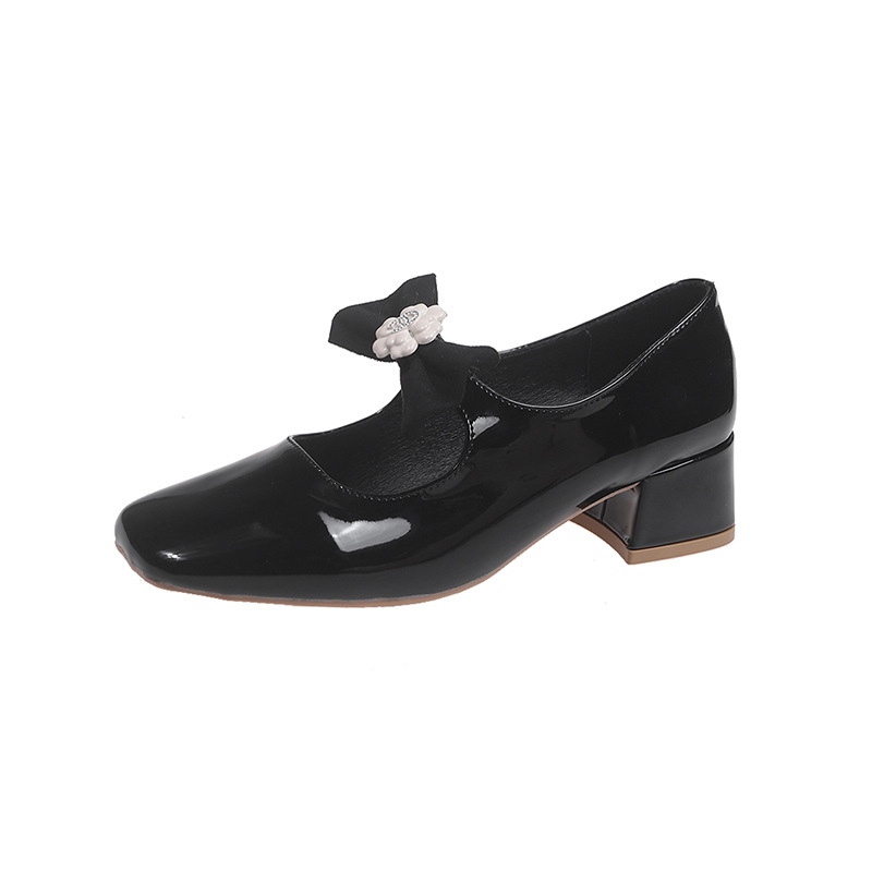 Báránybőr változat ~ apró, illatos, masnis, vastag sarkú Mary Jane cipők, tavaszi/nyári 2025, új, francia sarkú női cipők