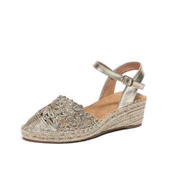 Női nyári éktalpú szandálok, lezser egypántos római magassarkú cipők, kivagdosott divat, koreai stílusú női szandálok, koreai divat