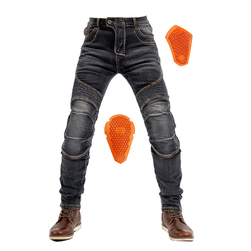 Mootorrattasõidupüksid Kevlarist, kulumiskindlad ja kukkumisvastased, sirged, kitsa lõikega, elastsed, sügis 03