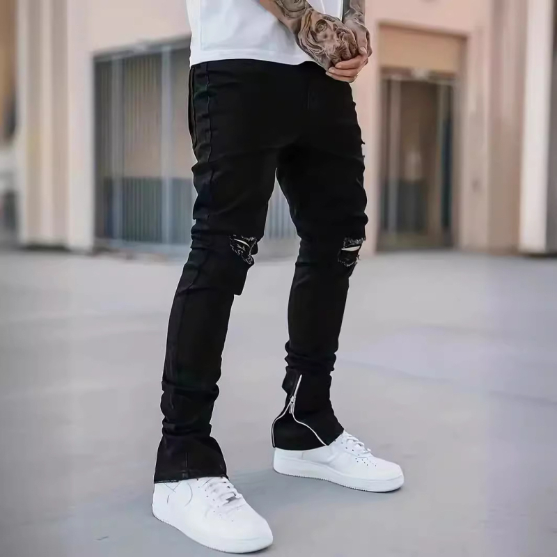 Τζιν Crossborder Μοντέρνα Σχισμένη Ταινία Υψηλής Ποιότητας Old Washed Ανδρικά Παντελόνια Στενής Εφαρμογής μέχρι τον αστράγαλο Τζιν για Άνδρες