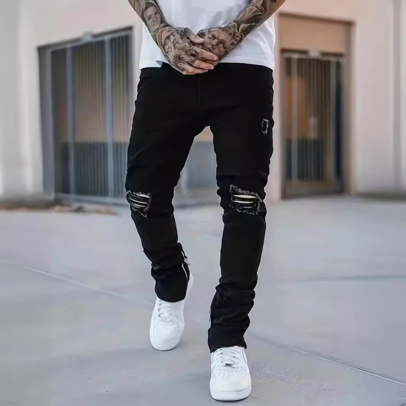 Τζιν Crossborder Μοντέρνα Σχισμένη Ταινία Υψηλής Ποιότητας Old Washed Ανδρικά Παντελόνια Στενής Εφαρμογής μέχρι τον αστράγαλο Τζιν για Άνδρες