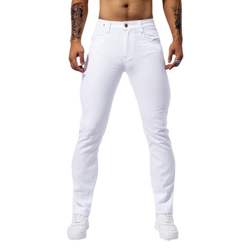 Fehér farmernadrág férfi tavaszi és őszi divatos, minden mérkőzésre alkalmas, rugalmas, kis méretű, egyenes, határokon átnyúló, kényelmes, ifjúsági lezser farmernadrág