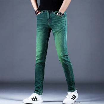 Hong Kong High-end Water Ghost Green Jeans Férfi 2025 Nyári Új Stretch Slim-fit Kis Lábszárú Alkalmi Hosszú Nadrág
