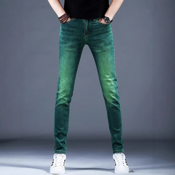 Hong Kong High-end Water Ghost Green Jeans Férfi 2025 Nyári Új Stretch Slim-fit Kis Lábszárú Alkalmi Hosszú Nadrág