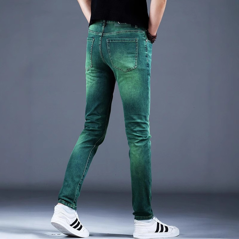 Hong Kong High-end Water Ghost Green Jeans Férfi 2025 Nyári Új Stretch Slim-fit Kis Lábszárú Alkalmi Hosszú Nadrág