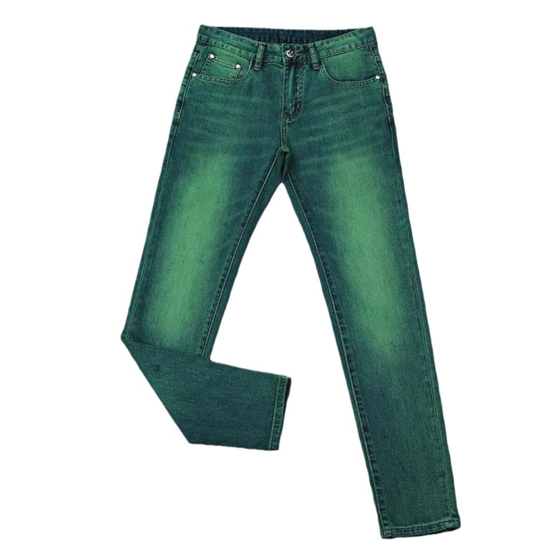 Hong Kong High-end Water Ghost Green Jeans Férfi 2025 Nyári Új Stretch Slim-fit Kis Lábszárú Alkalmi Hosszú Nadrág