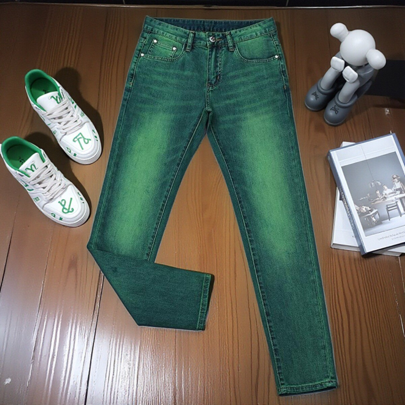 Hong Kong High-end Water Ghost Green Jeans Férfi 2025 Nyári Új Stretch Slim-fit Kis Lábszárú Alkalmi Hosszú Nadrág