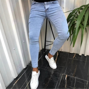 Férfi új, egyszerű ingázó farmernadrág, karcsúsított, kis lábméretű, divatos, csinos farmer