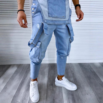 Férfi kék farmerpántos, divatos, bérelt, főutcai farmerpántos nadrág