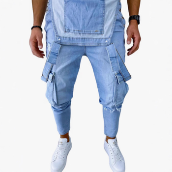 Férfi kék farmerpántos, divatos, bérelt, főutcai farmerpántos nadrág