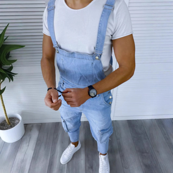 Férfi kék farmerpántos, divatos, bérelt, főutcai farmerpántos nadrág