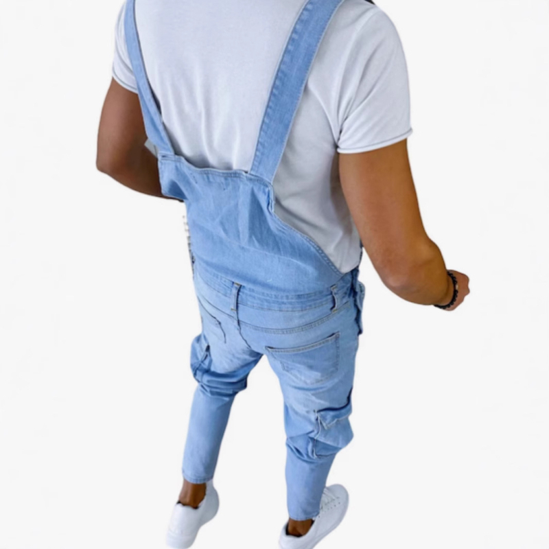 Férfi kék farmerpántos, divatos, bérelt, főutcai farmerpántos nadrág