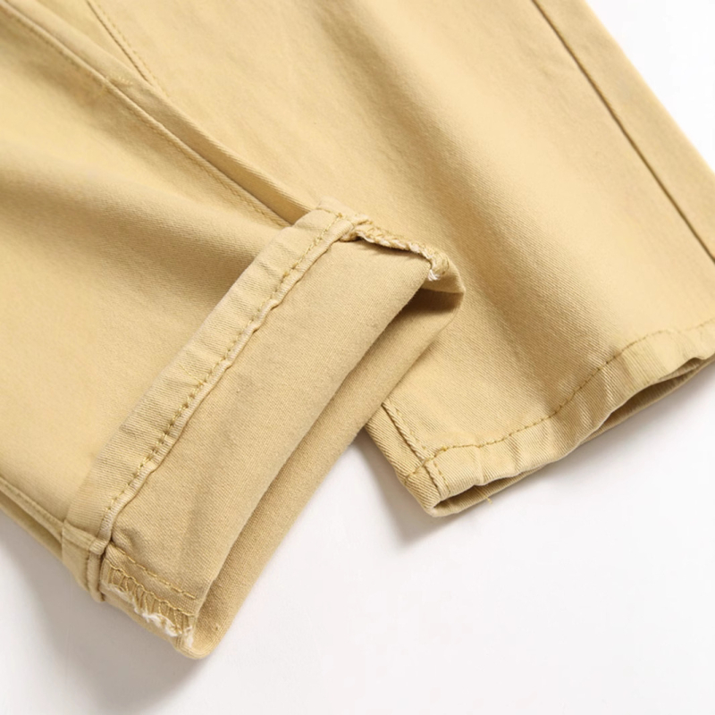 Európai és amerikai férfi új, egyszerű, szakadt ingázó farmernadrág, karcsúsított, kis szárú, divatos, jóképű farmer