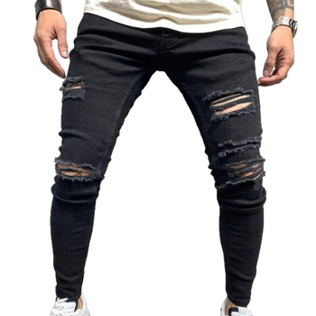 Európai és amerikai férfi vízlepergetős, szakadt, High Street karcsúsított, skinny nadrág, stretch farmer