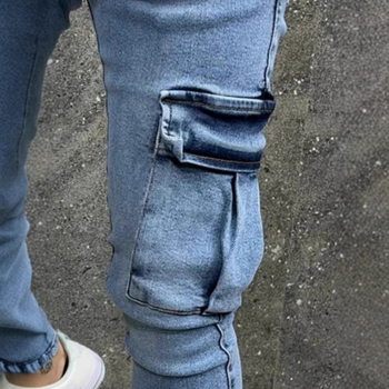 Európai és amerikai férfi új, egyszerű ingázó farmernadrág, karcsúsított, kis lábú, divatos, jóképű farmer