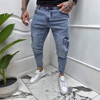 Európai és amerikai férfi új, egyszerű ingázó farmernadrág, karcsúsított, kis lábú, divatos, jóképű farmer