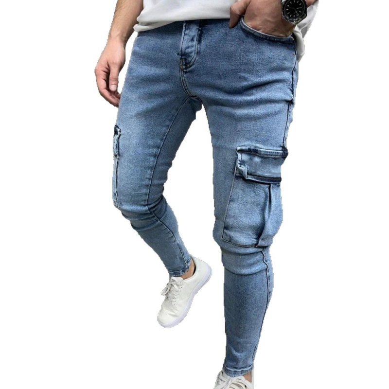 Európai és amerikai férfi új, egyszerű ingázó farmernadrág, karcsúsított, kis lábú, divatos, jóképű farmer