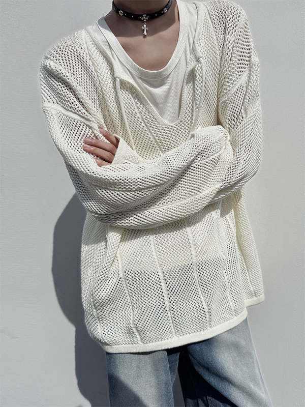 cleanfit üreges kötött férfi ing őszi divatmárka könnyű és vékony naptej blúz lusta és laza V-nyakú hosszú ujjú póló