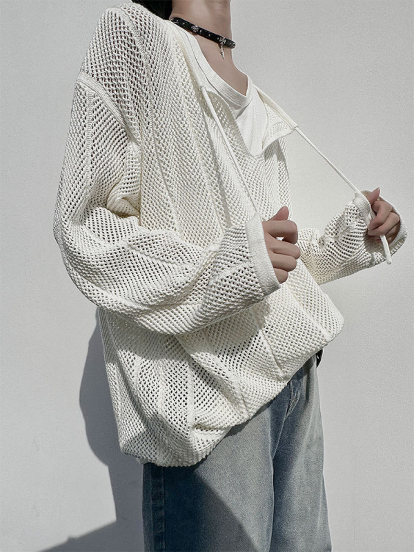 cleanfit üreges kötött férfi ing őszi divatmárka könnyű és vékony naptej blúz lusta és laza V-nyakú hosszú ujjú póló