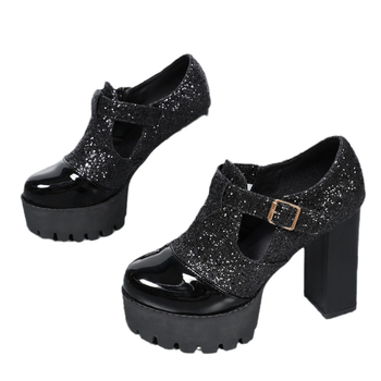 Διασυνοριακά ευρωπαϊκά και αμερικανικά στυλ 2024 νέα μοντέρνα χοντρά τακούνια plus size ξένου εμπορίου με στρογγυλό κεφάλι, ψηλοτάκουνα γυναικεία παπούτσια μόδας