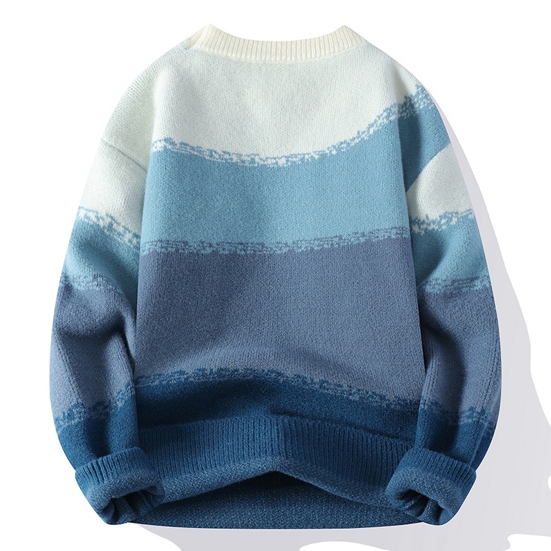 Geek-[Új] 2024 őszi/téli ifjúsági kötött pulóver férfi hátulsó ing -9031-P48-Wave 21