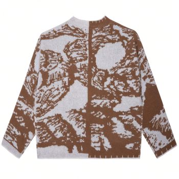 Őszi és téli divatos kötött kardigán 2024 új fekete-fehér színes gombos dekoratív egysoros bő retró stílusú vastag kabát