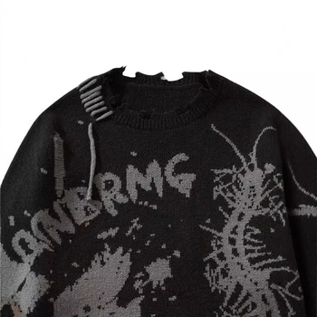 Új Diablo Skull Loose Jacquard Lyukmintás Férfi és Női Kötött Pulóver Őszre és Télre