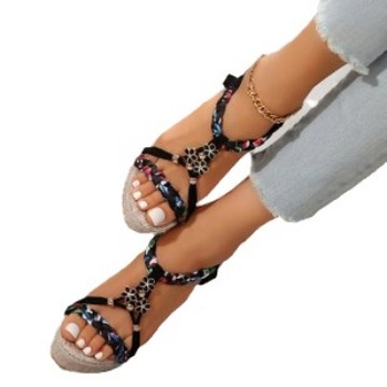 Ψηλοτάκουνα με χοντρό τακούνι, αδιάβροχα, πλατφόρμες για γυναίκες, καλοκαίρι 2024, νέα διακοσμητικά σανδάλια με χάντρες για γυναίκες, μοντέρνα, casual παπούτσια για γυναίκες