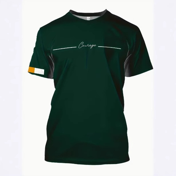 TEMU Amazon Férfi Férfi Férfi Lezser Zöld Póló 3D Digitális Nyomtatással