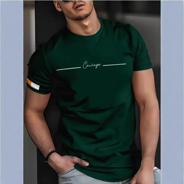 TEMU Amazon Férfi Férfi Férfi Lezser Zöld Póló 3D Digitális Nyomtatással