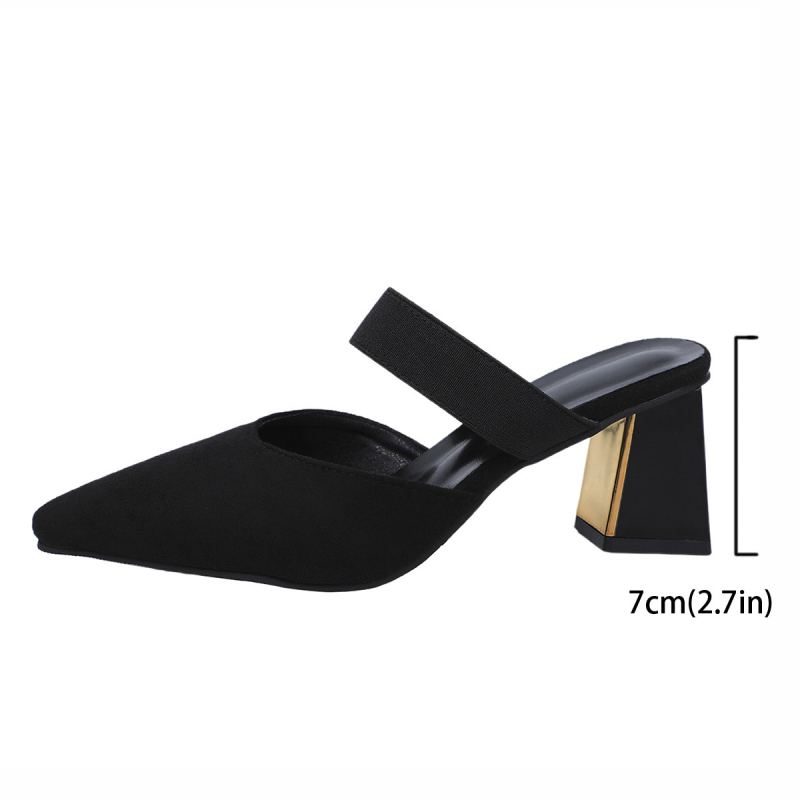2025 új tavaszi vastag sarok magas sarkú velúr sokoldalú divatos trend üreges hátú cipő baotou hegyes orrú szandál nőknek