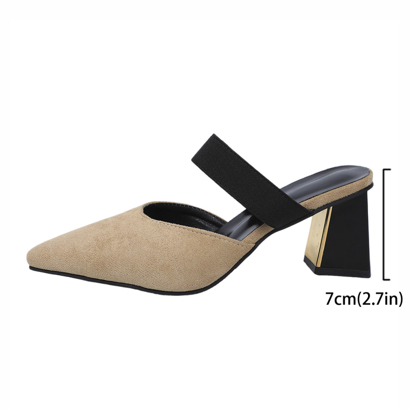 2025 új tavaszi vastag sarok magas sarkú velúr sokoldalú divatos trend üreges hátú cipő baotou hegyes orrú szandál nőknek