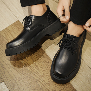 Nauji rudens vyriški laisvalaikio odiniai batai, vyriški retro stiliaus batai, suvarstomi minkštu padu, kvėpuojantys, ūgį didinantys, storu padu, odiniai batai su didelėmis pirštais