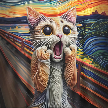 Férfi alkalmi, minden mérkőzésre alkalmas, laza vállú, rövid ujjú, kereknyakú póló, színes, szórakoztató művészeti olajfestmény, sikító macska 3D nyomtatás