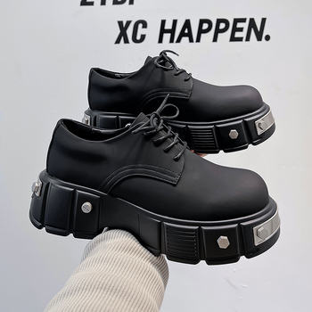 Storapadis „Muffin loafers“ vyriški maži, sunkiojo metalo odiniai bateliai, britiško stiliaus, suvarstomi „derby“ bateliai 22977-A