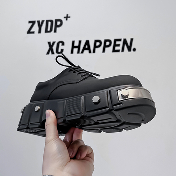 Storapadis „Muffin loafers“ vyriški maži, sunkiojo metalo odiniai bateliai, britiško stiliaus, suvarstomi „derby“ bateliai 22977-A